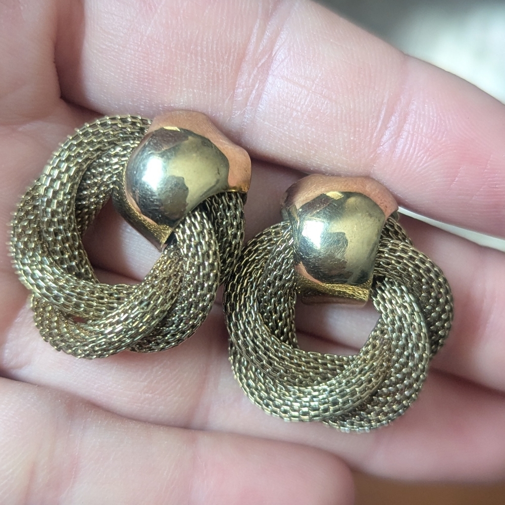 Elegant Gold Tone Knot Earrings